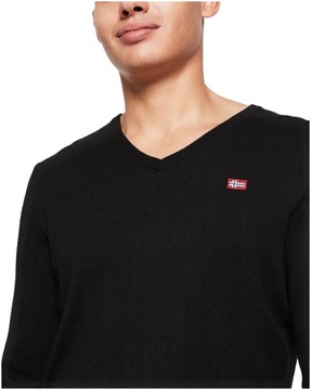 Sweter męski czarny V-neck NAPAPIJRI - L