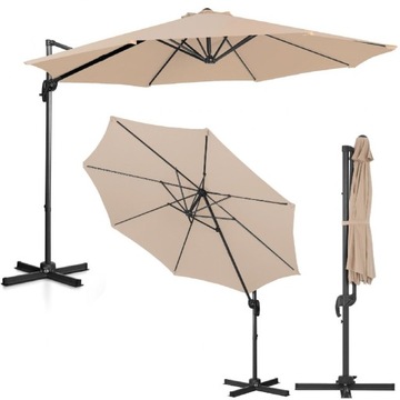 DUŻY PARASOL OGRODOWY NA WYSIĘGNIKU Z KORBĄ 300cm