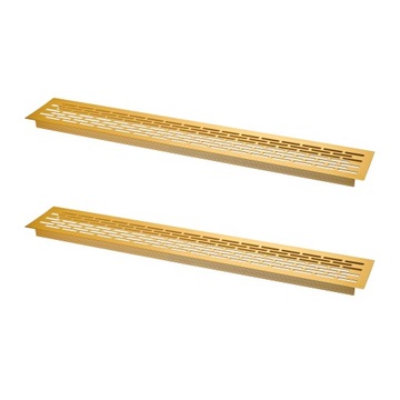 2 x ALUMINIOWA MEBLOWA KRATKA WENTYLACYJNA DO MEBLI METALOWA 80x480 - ZŁOTA
