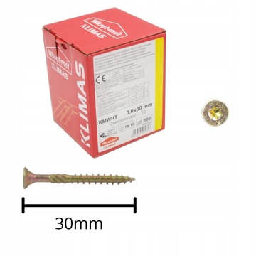 WKRĘTY CIESIELSKIE DO DREWNA KMWHT TORX ŁEB STOŻKOWY 3,0x30 TORX 500szt