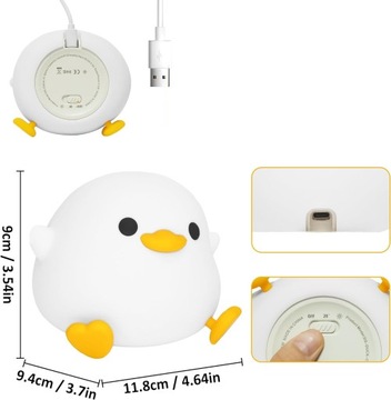 НОЧНИК ДЛЯ ДЕТЕЙ LED DUCK SILICONE TOUCH 2 РЕЖИМА