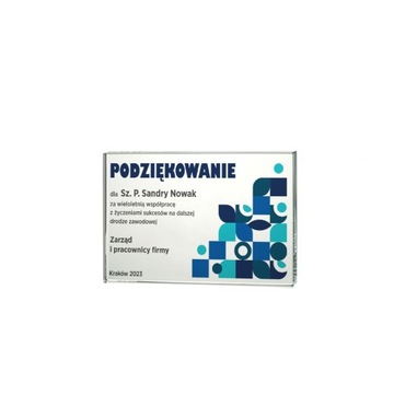 Podziękowanie szklane prezent z nadrukiem i etui