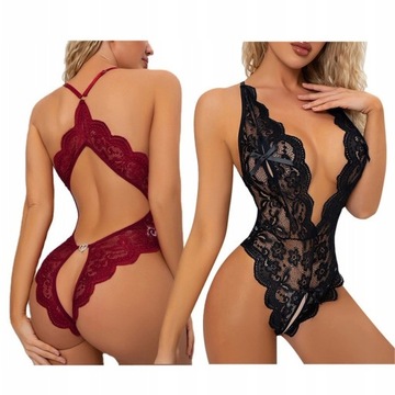 Bielizna seksowna body sexy koronka czarne r. S bodystocking otwarty krok