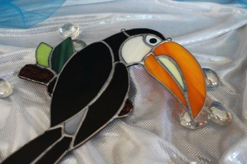 Витраж тукан, Декоративная птица, Витражная птица