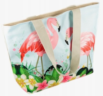 Torba plażowa miejska zakupy shopper A4 flamingi