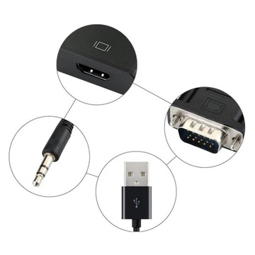 Konwerter obrazu z VGA + audio jack 3,5mm do HDMI