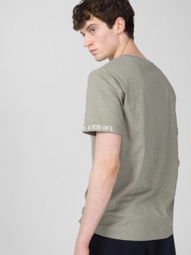 T-shirt z nadrukiem męski - oliwkowy