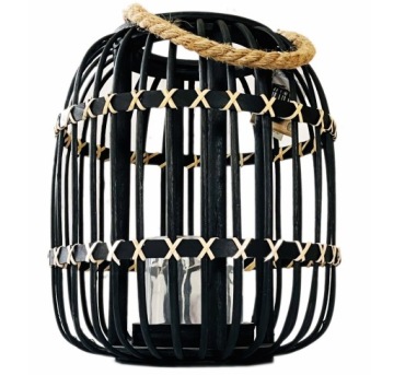 DUŻY LAMPION LATARENKA ŚWIECZNIK LOFT CZARNY BRĄZ