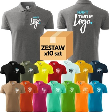 KOSZULKA POLO PIQUE 30-Kolorów Z HAFTEM LOGO x10