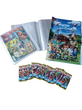 50 karty lego JURASSIC WORLD S2 10 saszetek plakat komiks album na karty