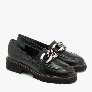 Ryłko E2R17___ _9SC czarne mokasyny z łańcuchem 40