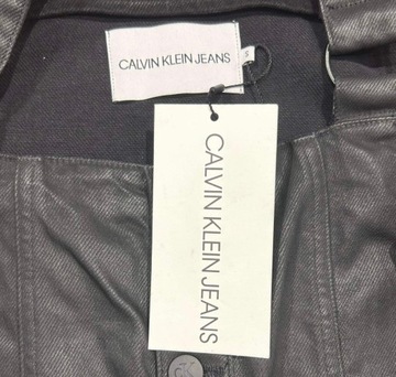 CALVIN KLEIN czarna woskowana sukienka guziki S