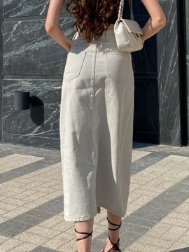 Nowa biała długa spódnica z wysokim taliem dla kobiet