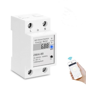 Inteligentny licznik energii WiFi 1 faza 60A TUYA