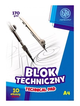Blok techniczny biały A4/10 ASTRA 170g
