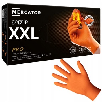 Rękawiczki MERCATOR GOGRIP NITRYLOWE orange POMARAŃCZOWE 50 szt rozmiar XXL