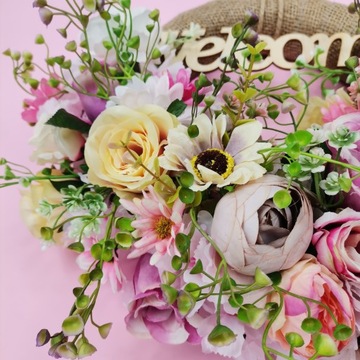 Весенние летние цветы дверной венок ДОБРО ПОЖАЛОВАТЬ