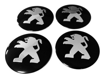 PEUGEOT LOGO 4x NAKLEJKI EMBLEMAT 56mm ALUMINIOWE