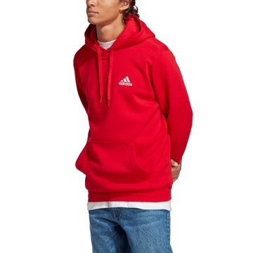 L Bluza męska adidas Essentials Fleece Hoodie czerwona H47018 L