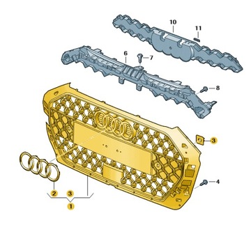 MŘÍŽKA CHLADIČŮ MASKA NÁRAZNÍKU PŘEDNÍ AUDI A1 ASO ORIGINÁLNÍ NOVÝ