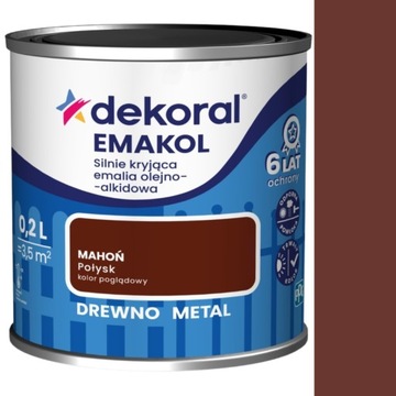 DEKORAL EMALIA EMAKOL STRONG 0,2L MAHOŃ POŁYSK
