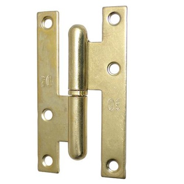 Zawias drzwiowy Stalowy Mosiądzowany Prawy 95x52mm