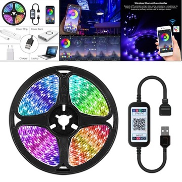 Светодиодная лента RGB 5050 Подсветка телевизора Изменение цвета Bluetooth 2м