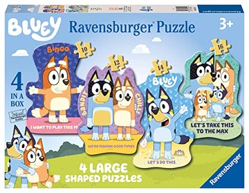 Ravensburger Bluey 4 Large Shaped Jigsaw Puzzles (10, 12, 14, 16 Piece) for