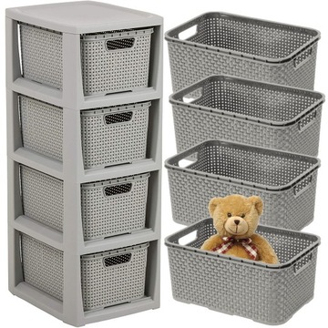 КНИЖНЫЙ ШКАФ, ШКАФ, СУНДУК, ПОЛКА С 4 КОРЗИНАМИ, РОТАН БРАНК