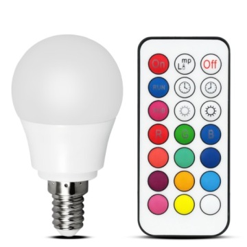 ŻARÓWKA NA PILOTA RGB LED Z PILOTEM 5.5W E14 KULKA