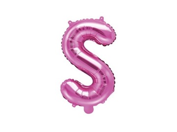 BALON FOLIOWY 35cm, LITERA S RÓŻOWA URODZINY PARTY