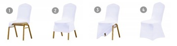 Эластичный чехол на белый банкетный стул.