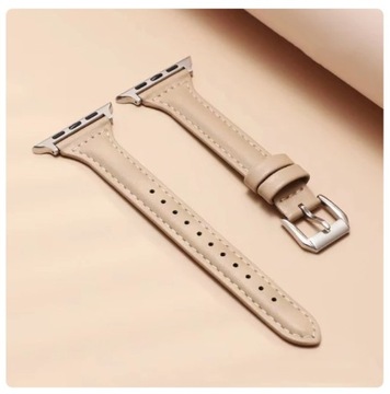 DAMSKI PASEK DO APPLE WATCH iWATCH iWATCHA Z EKOSKÓRY 38 40 41 mm BEŻOWY
