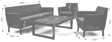 Садовая мебель SALEMO, 3 комплекта, подъемный стол LYON