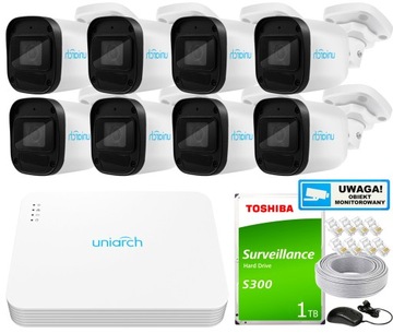 Zestawy do Monitoringu IP 8x Full HD PoE Uniarch