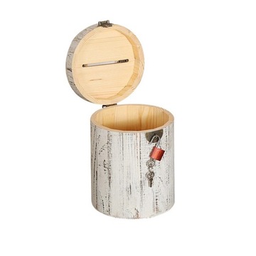 Wooden Piggy Money Box Saving Box for Coin Wood Barrel Shape Crafts Childr