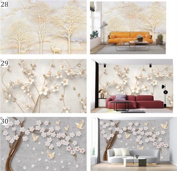 3D ОБОИ ДЛЯ СТЕН ЗОЛОТОЕ ДЕРЕВО ЦВЕТЫ ГРАФИКА узоры #