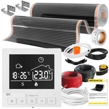 ZESTAW Mission Air Folia Mata Grzewcza PODCZERWIEŃ 100cm I 18m² 160W/m² PTC