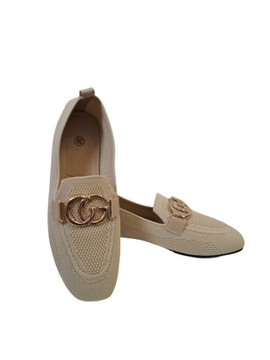 МОКАСИНЫ С ЗОЛОТЫМ ОТДЕЛЕНИЕМ 2811 БЕЖЕВЫЙ РАЗМЕР. 38