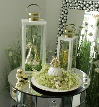 Lampion latarnia biała złota H54 DEcodomi