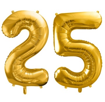 BALONY FOLIOWE cyfry 25 lat urodziny ZŁOTE 100cm