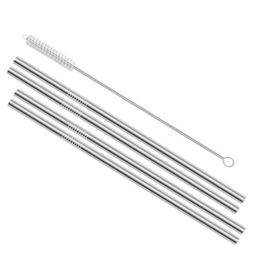Słomki metalowe wielorazowe 4 szt rurki + czyścik
