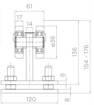 80-001 РОЛИКОВЫЙ ДЛЯ ОТКАТНЫХ ВОРОТ 80х80