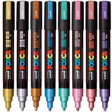 Markery mazaki UNI POSCA farba PC-5M 8 szt METALIC