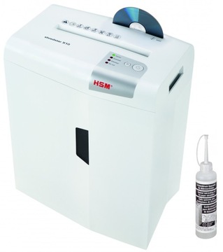 HSM Shredstar X10 ścinki P4 CD/DVD 10 kartek +OLEJ
