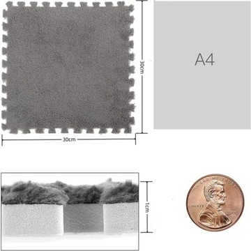 Напольный пазл КОВРИК ПЛЮШЕВЫЙ КОВЕР Бархатный ДЕТСКИЙ 30см СЕРЫЙ
