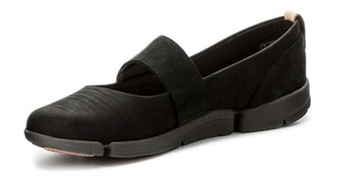 CLARKS Półbuty damskie Tri Carrie czarne skórzane nubukowe 35,5