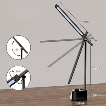 НАСТОЛЬНАЯ СВЕТОДИОДНАЯ ЛАМПА С ЧАСАМИ-ОРГАНАЙЗЕРОМ USB-ПОРТ 4В1