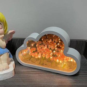 DIY Облака Ночной светильник Зеркало для макияжа ручной работы Розовый