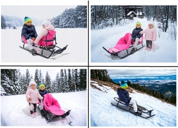 Санки Duo, тандем-близнецы, большие, со спинкой для детей, прочные, легкие лямки.